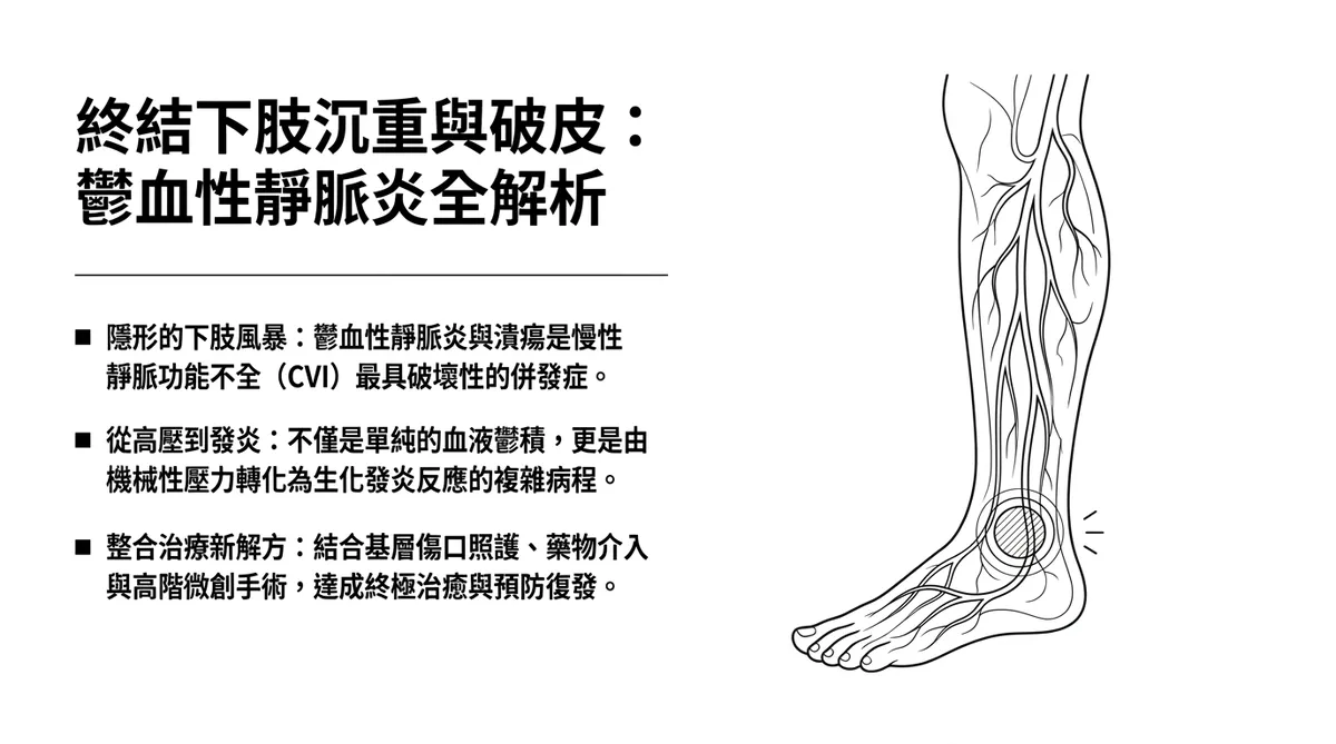 雙腿發黑又常破皮？認識「鬱血性靜脈炎」與專業傷口照護