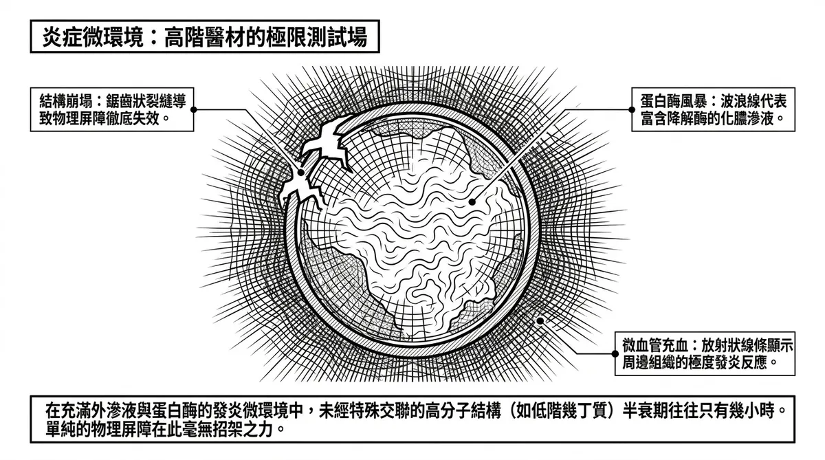和美鹿港發炎化膿粉瘤：急性期囊壁脆化破裂與皮下軟組織黏連危險示意圖