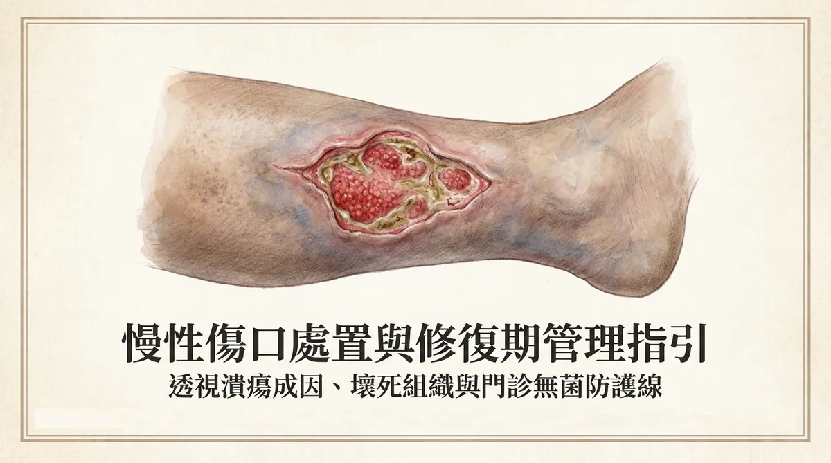 慢性傷口處置與修復期管理指引大圖