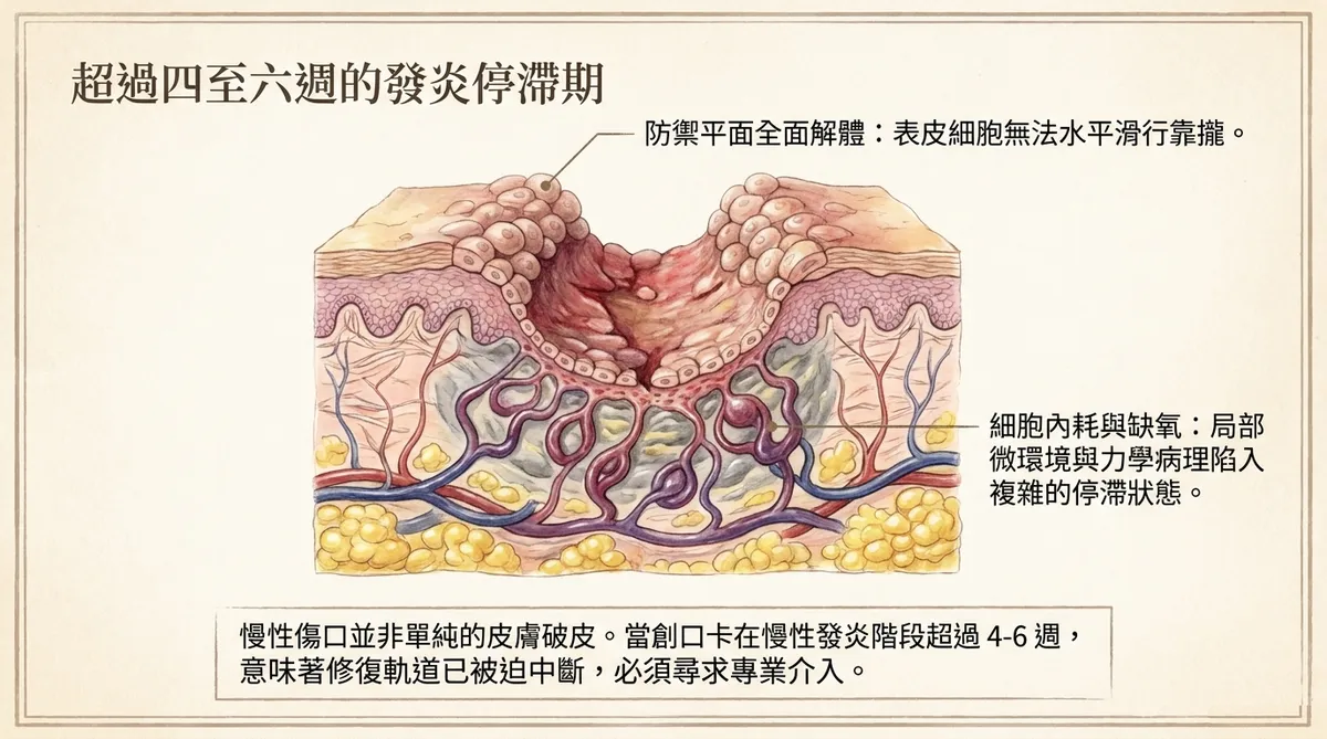 超過四至六週的發炎停滯期解剖圖