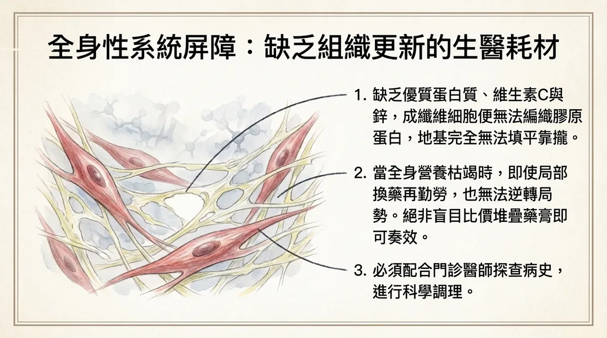 全身性系統屏障：缺乏組織更新的生醫耗材圖解