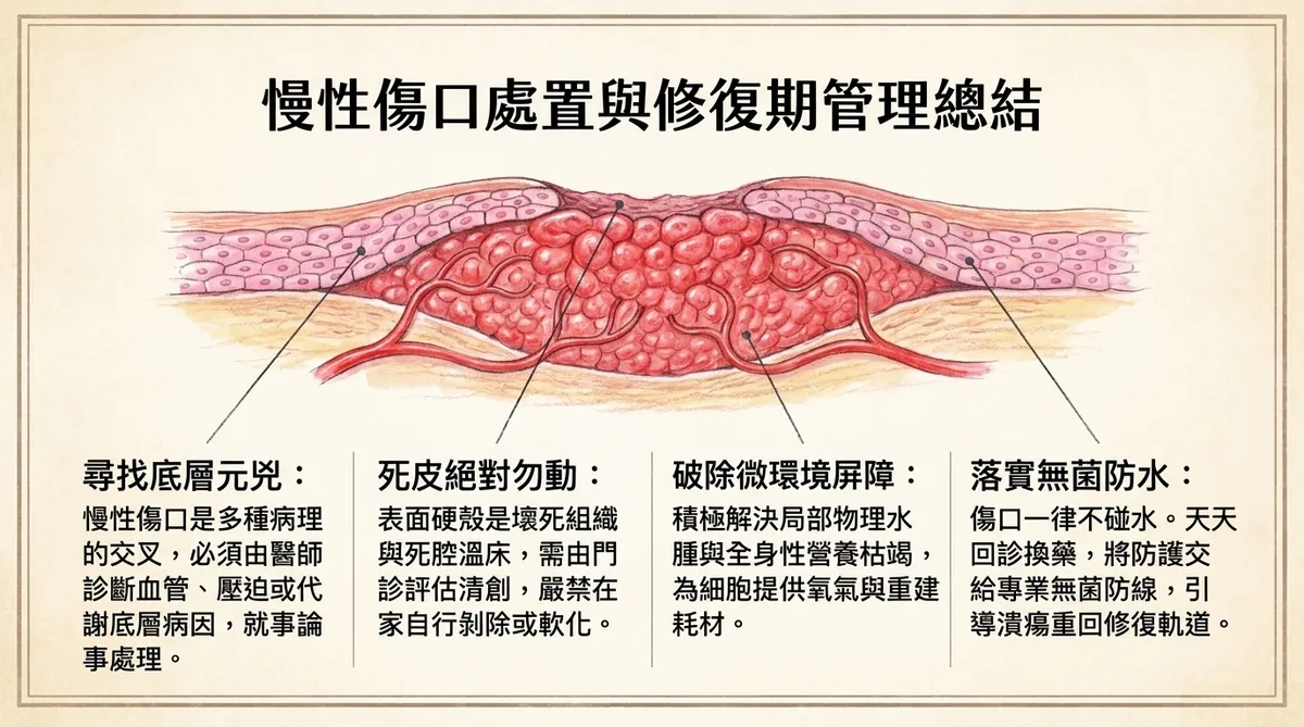 慢性傷口處置與修復期管理總結圖解