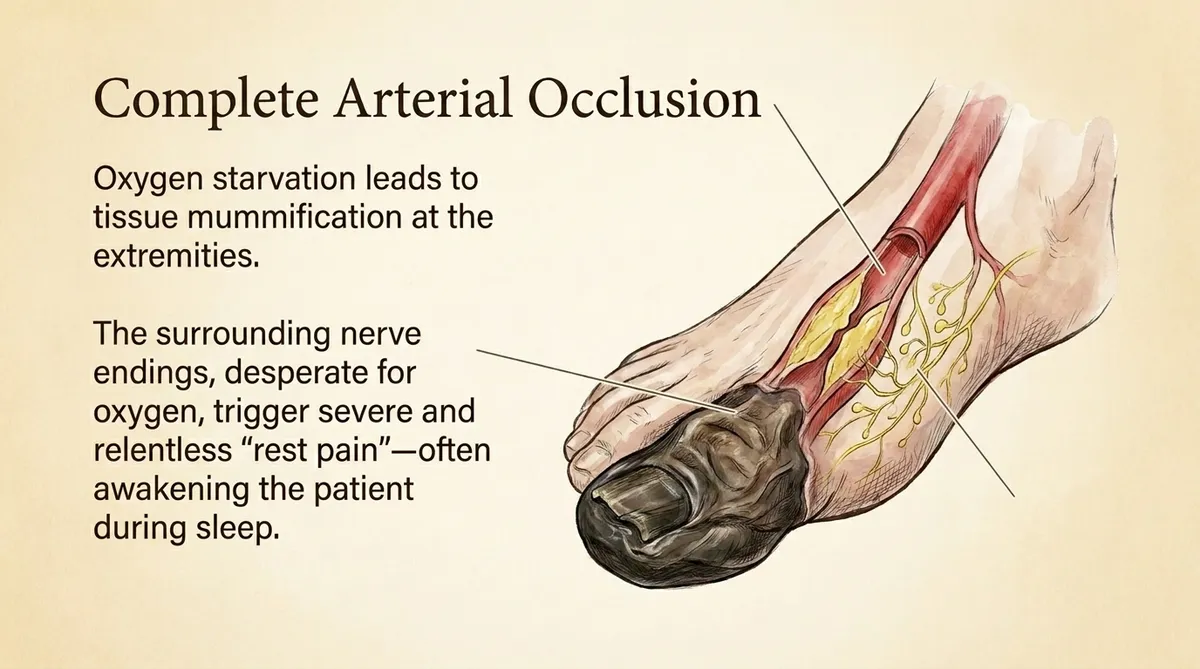 Peripheral Arterial Occlusion Disease (PAOD) Dry Gangrene and Line of Demarcation