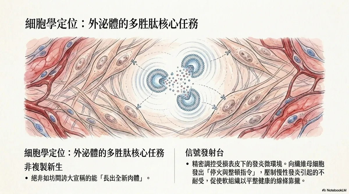 物理力學介入對比圖:左側顯示微針矩陣純物理穿刺保留完好微血管,右側顯示雷射高溫造成的熱傷害與組織受損,說明飛針能避免高溫缺點、保護自然修復功能