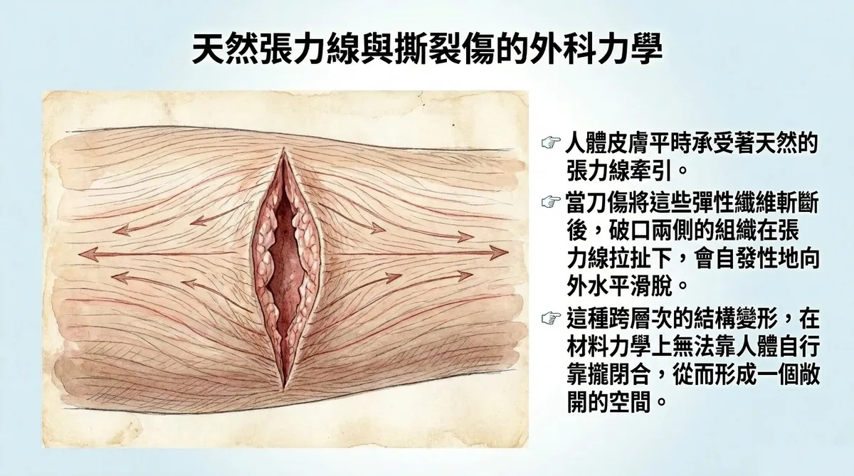 天然張力線與撕裂傷的外科力學