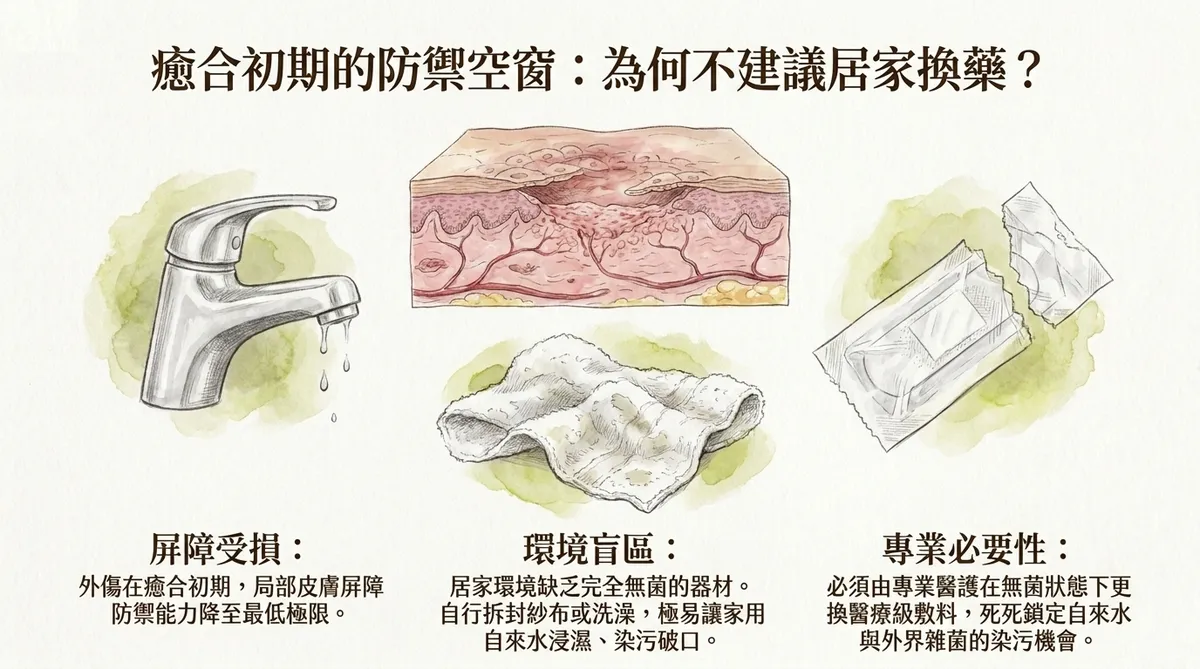 癒合初期的防禦空窗：為何不建議居家換藥？