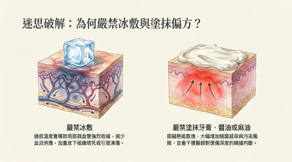 迷思破解：為何嚴禁冰敷（微血管收縮壞死）與塗抹牙膏醬油偏方
