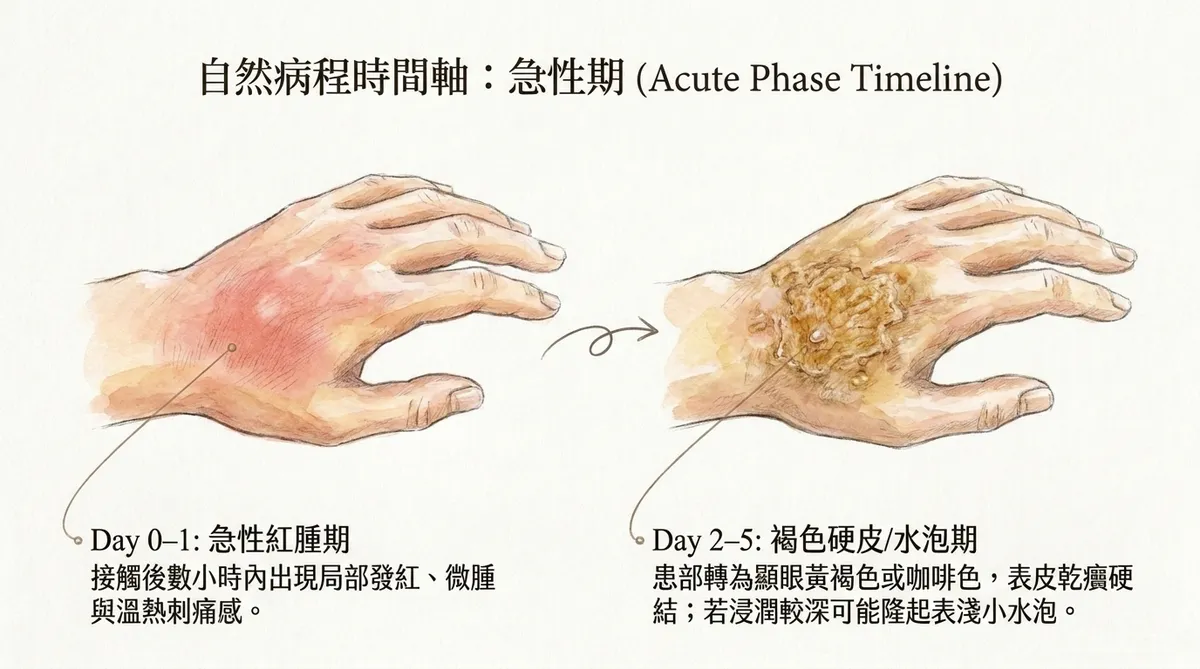 自然病程時間軸：急性期