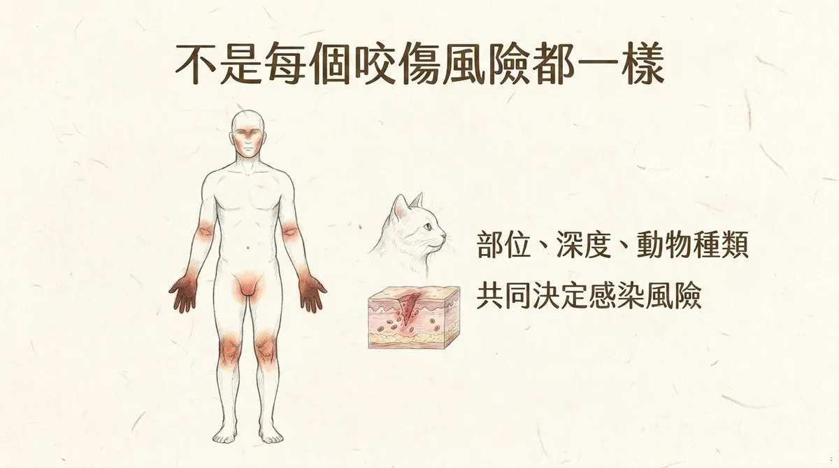犬貓咬傷感染風險評估:傷口部位、穿刺深度與動物種類共同影響感染風險