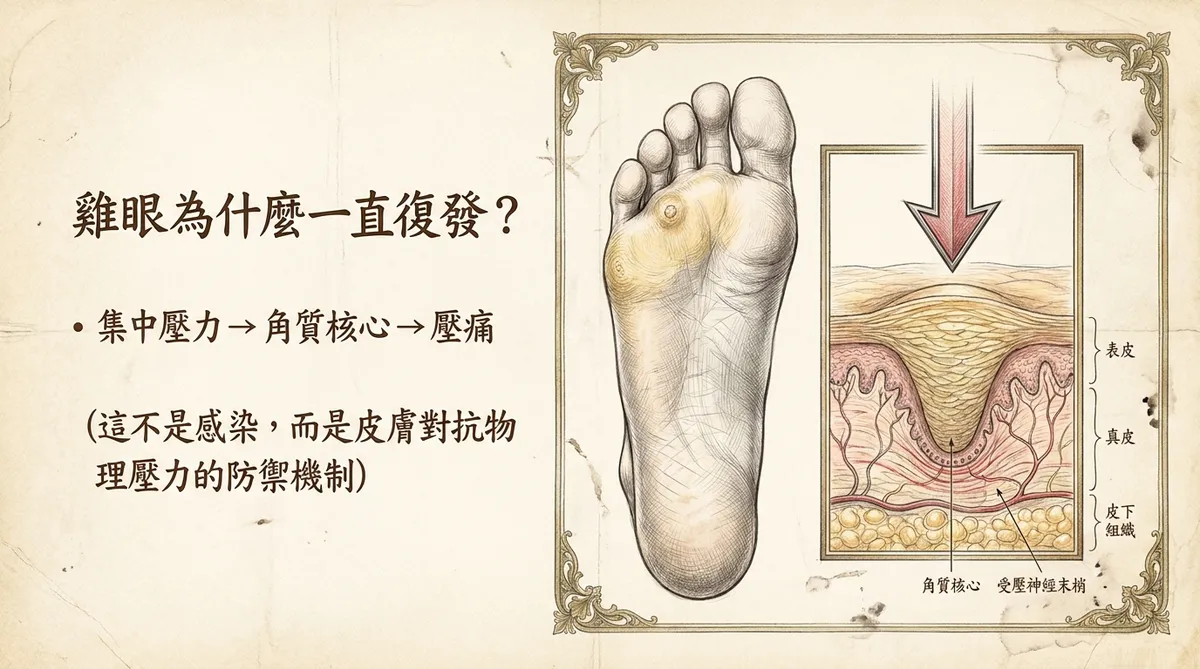 改變生物力學環境以中斷反覆發作的惡性循環:正確鑑別、專業分流、環境改造與精準減壓總覽圖