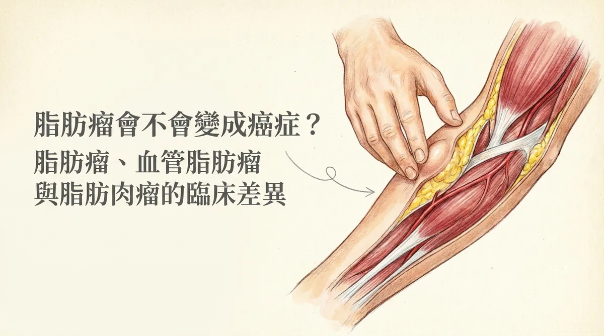 脂肪瘤會不會變成癌症主圖,說明脂肪瘤、血管脂肪瘤與脂肪肉瘤的臨床鑑別