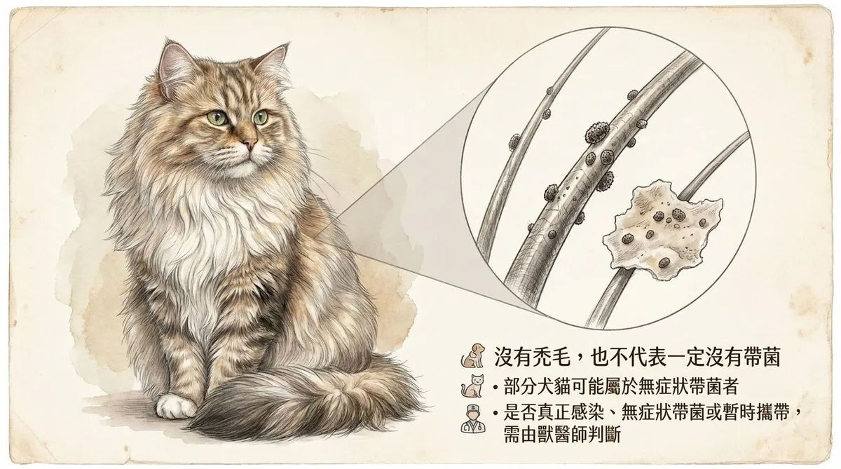 沒有禿毛也不代表一定沒有帶菌:部分犬貓可能屬於無症狀帶菌者放大圖解