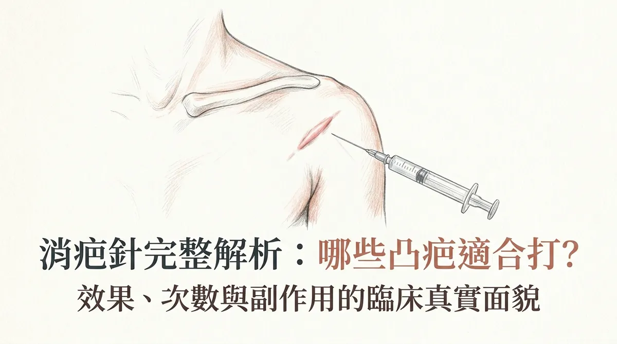 消疤針完整解析:哪些凸疤適合打?效果、次數與副作用的臨床真實面貌示意圖