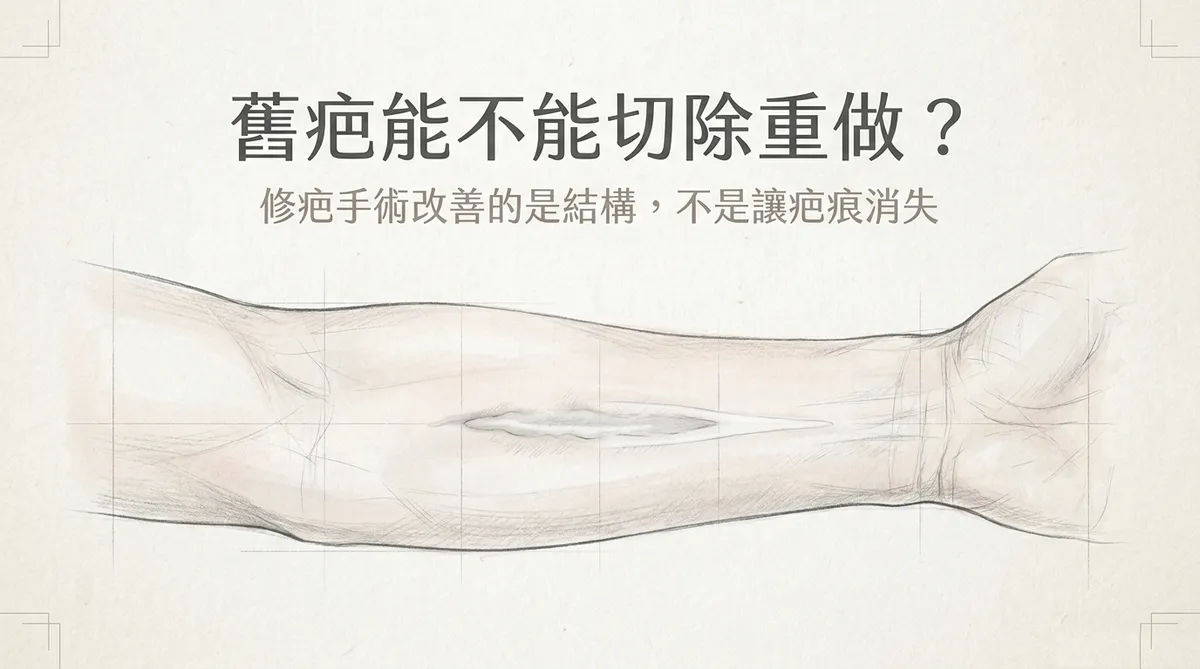 舊疤能不能切除重做?修疤手術改善的是結構,不是讓疤痕消失主圖
