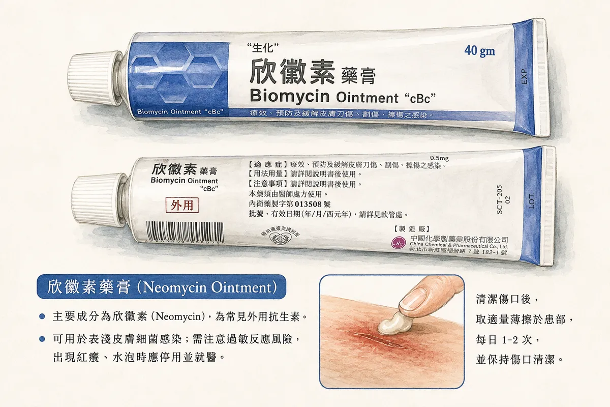 欣黴素藥膏 (Neomycin Ointment) 外觀、成分與過敏風險說明